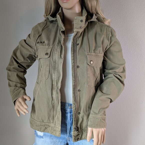 J. Crew Jacket Women's Small Green 720 Hooded Utility Cotton Military Style Coat - Picture 2 of 16